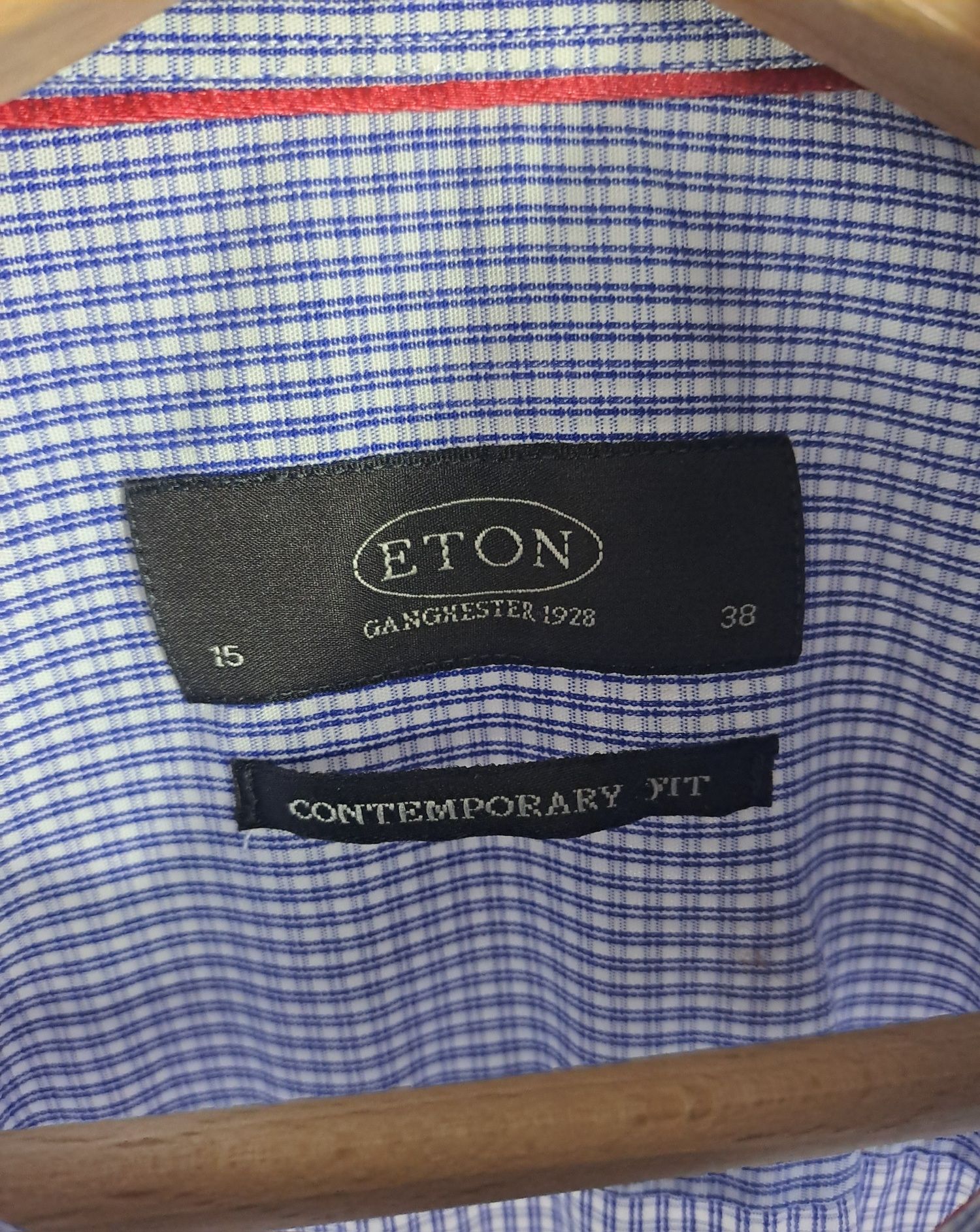 Eton męska koszula z krótkim rękawem gładka w prążki w kratkę r.M