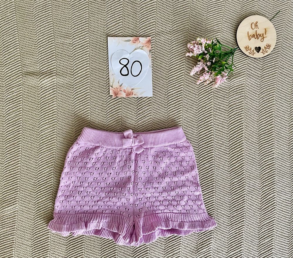 Wyprzedaż nowe szydełkowe spodenki liliowe 80