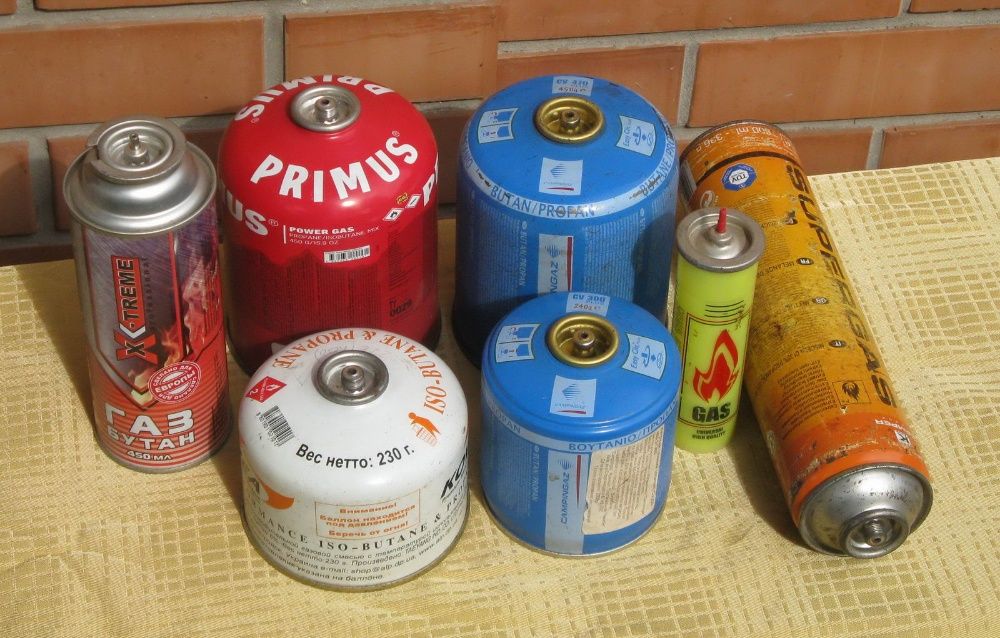 Заправка газом, (обмін) туристичних газових балонів (різних)