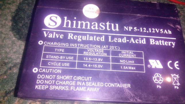 Аккумулятор Shimastu 12V-5A подойдет к мото технике и др.