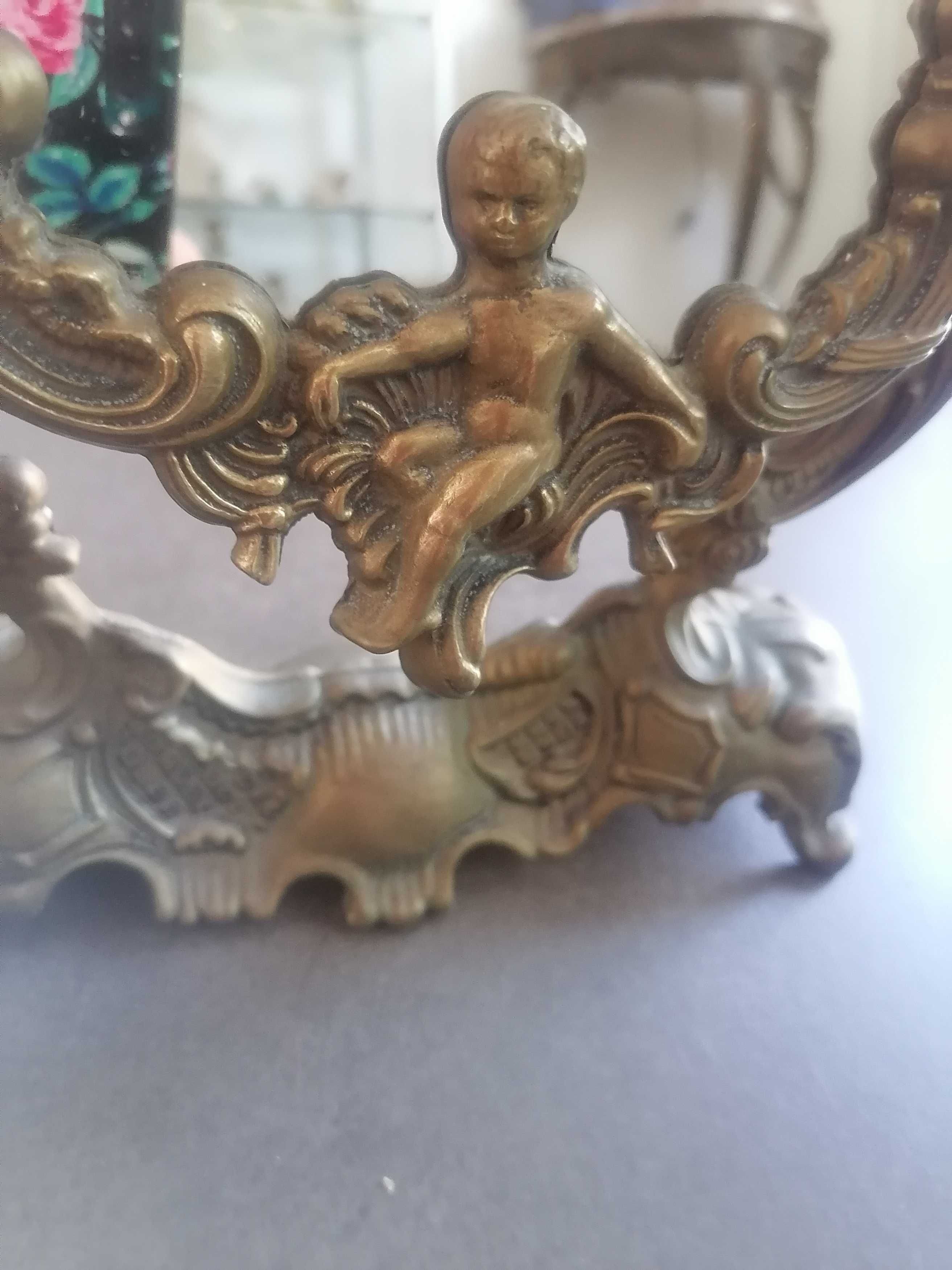 Lusterko stojące mosiężne vintage
