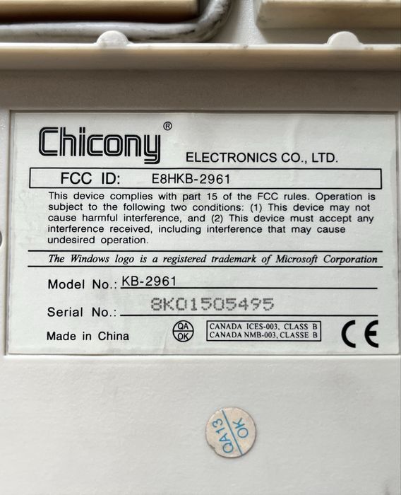 Klawiatura Chicony KB-2961 Retro DIN PS2