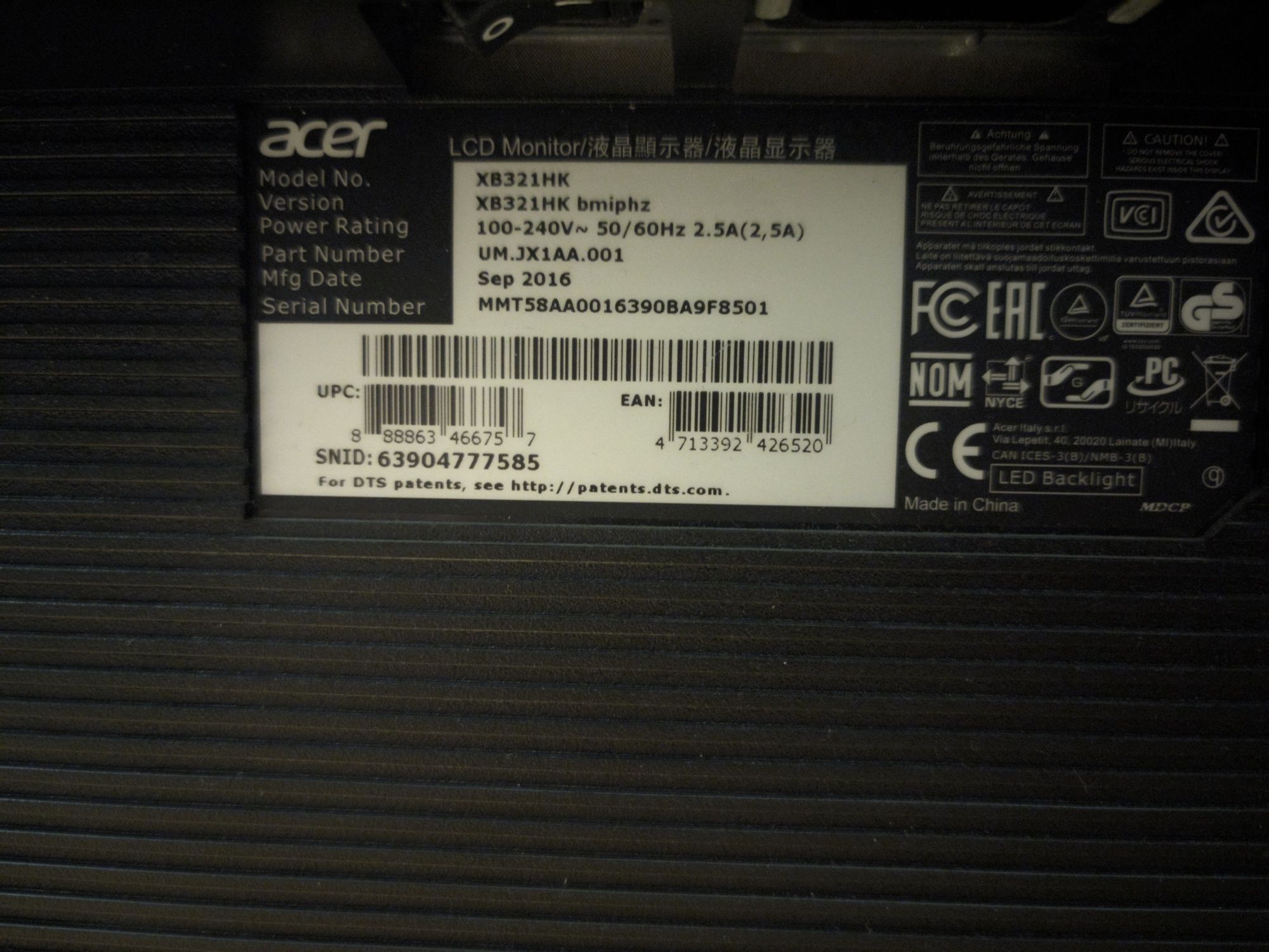 Acer Predator 32" XB321HK 3840 x 2160 (UHD 4K)
