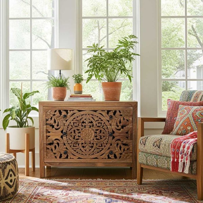 komoda z szufladami z drewna mango. indyjskiemeblekolonialne.