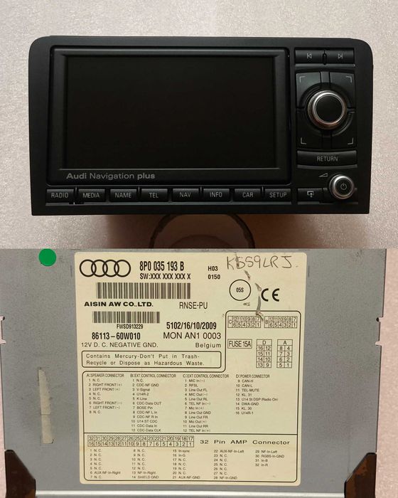 Rns-e Rns-e LED Audi A3 S3 8p Audi Navigation plus + kod Kosz 2Din !