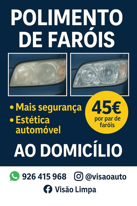 Polimento de Faróis ao domicílio (deslocação incluída)