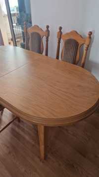 Drewniany stół 155-250 cm + 6 krzeseł