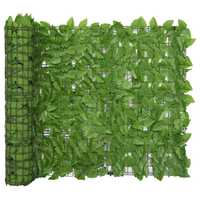 vidaXL Tela de varanda com folhas verde 300x100 cm 315499