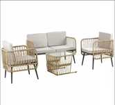 Zestaw ogrodowy Outsunny sofa 2-osobowa  2 fotele stolik rattan beżowy