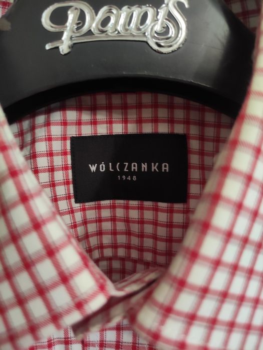 Koszula bawełniana w kratkę biało czerwona Wólczanka rozm. 40-176/182