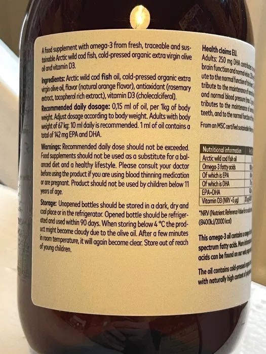 Eqology Pure Arctic Oil Naturalny olej omega-3 o smaku pomarańczowym