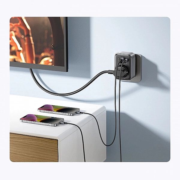 Ładowarka sieciowa 30W (2xUSB/USB C/AC) / adapter EU - EU 13A Ugreen C