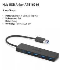 Nowy Anker Hub 4-Port USB 3.0 Ultra Slim Data