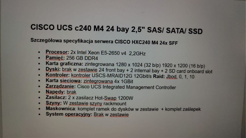 Serwer CISCO UCS c240 M4