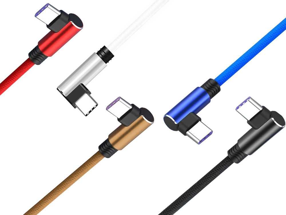 Kabel kątowy USB-USB-C TYP C szybkie ładowanie QC telefonu nylonowy 1m