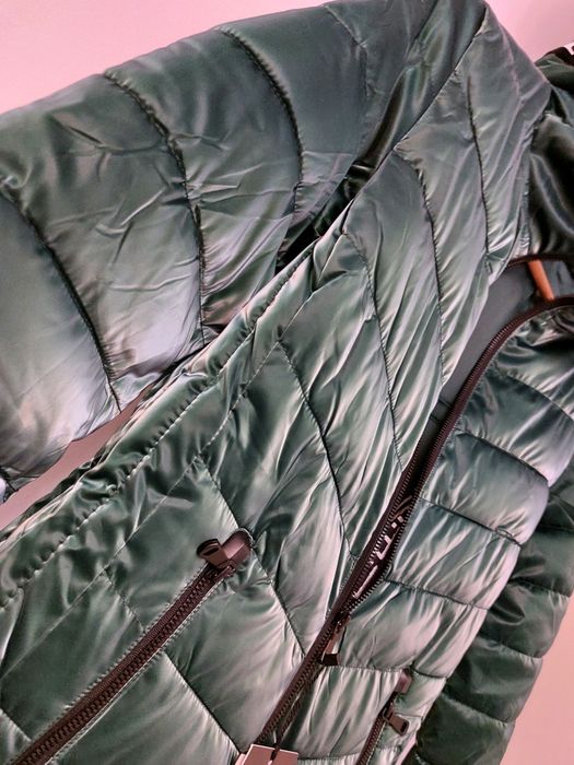 Kurtka pikowana ocieplana wiosna przejsciowka aksamitny hit zielony me