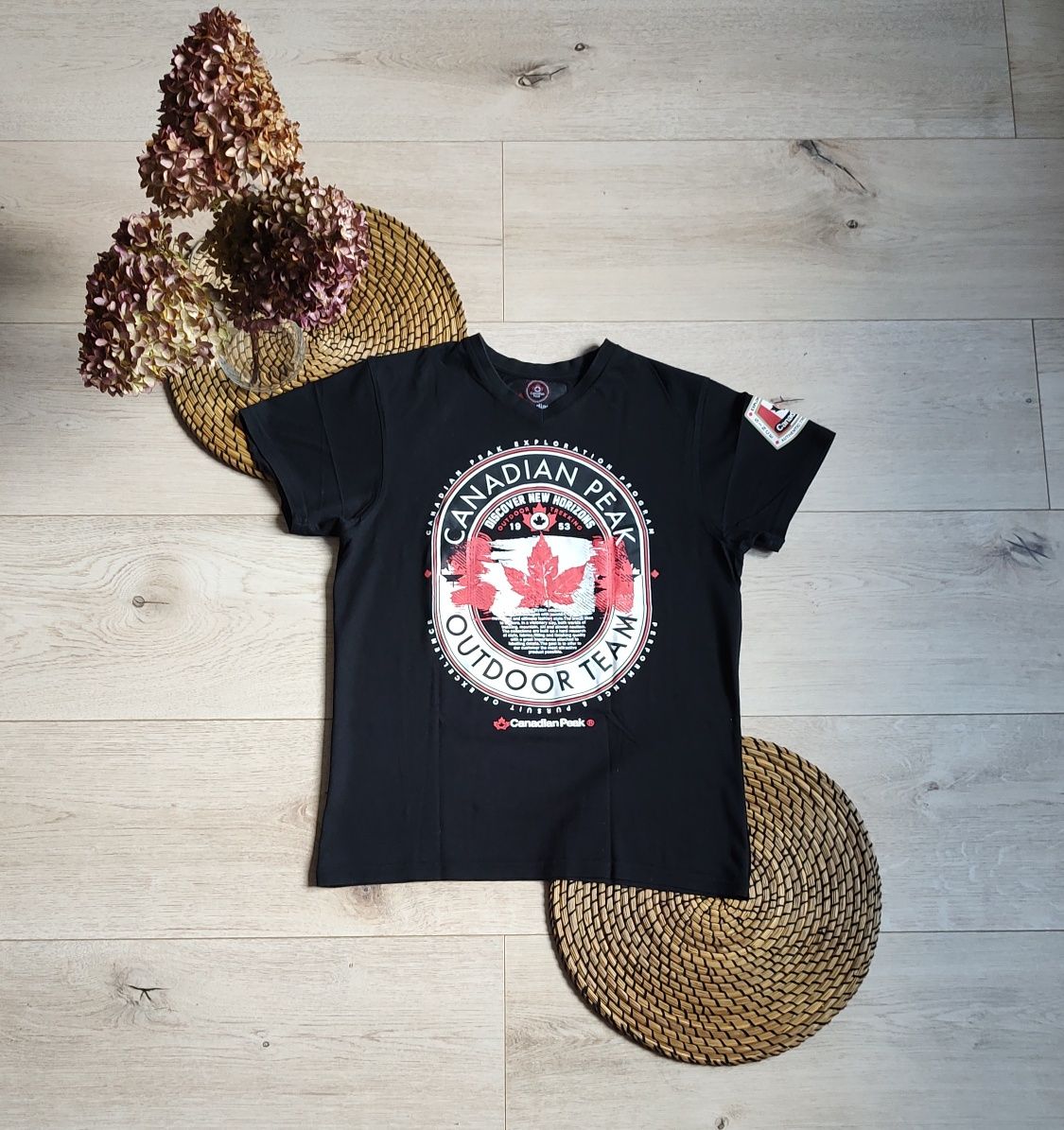 Męski czarny T-shirt koszulka Canadian Peak