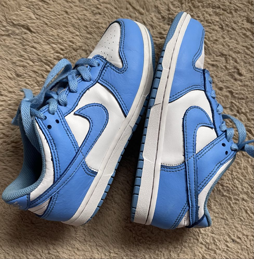 Sneakersy młodzieżowe chłopięce dziewczęce Nike Dunk Low niebieskie 34