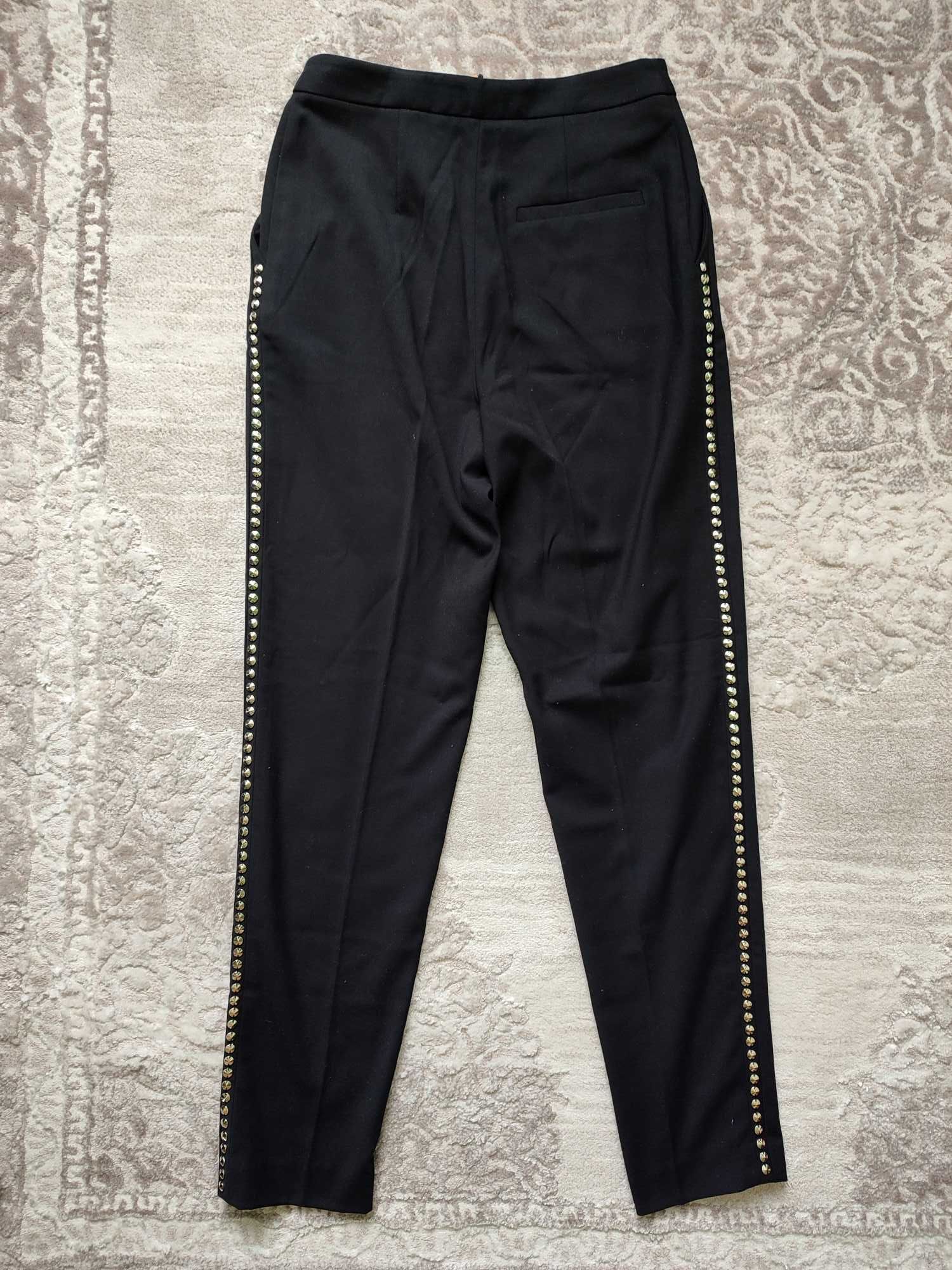 Spodnie eleganckie czarne z ćwiekami, H&M, rozmiar XS 34, nowe z metką