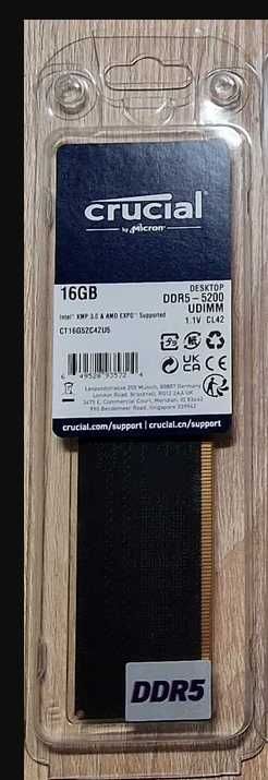 Pamięć RAM DDR5 Crucial  16GB 5200 mhz
