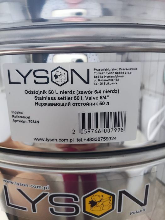 Odstojnik do miodu nierdzewny 50 l z sitem i zaworem i pokrywą