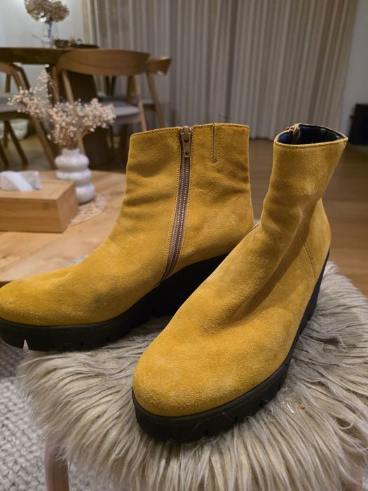 Botki na koturnie GABOR rozm.39.5 kolor musztardowy żólty