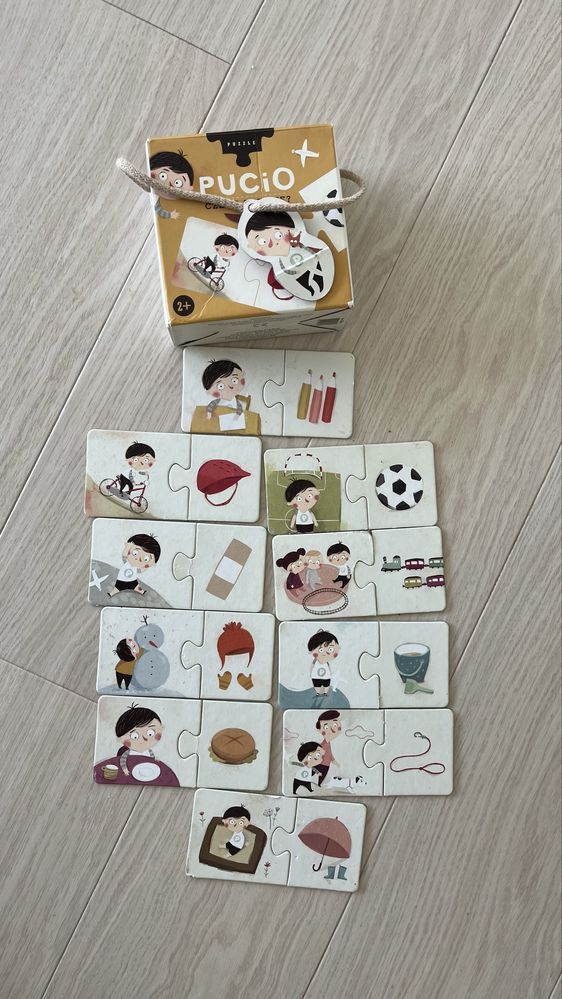 Zestaw puzzli dla 2 latka, Pucio, Rok w lesie i Auta
