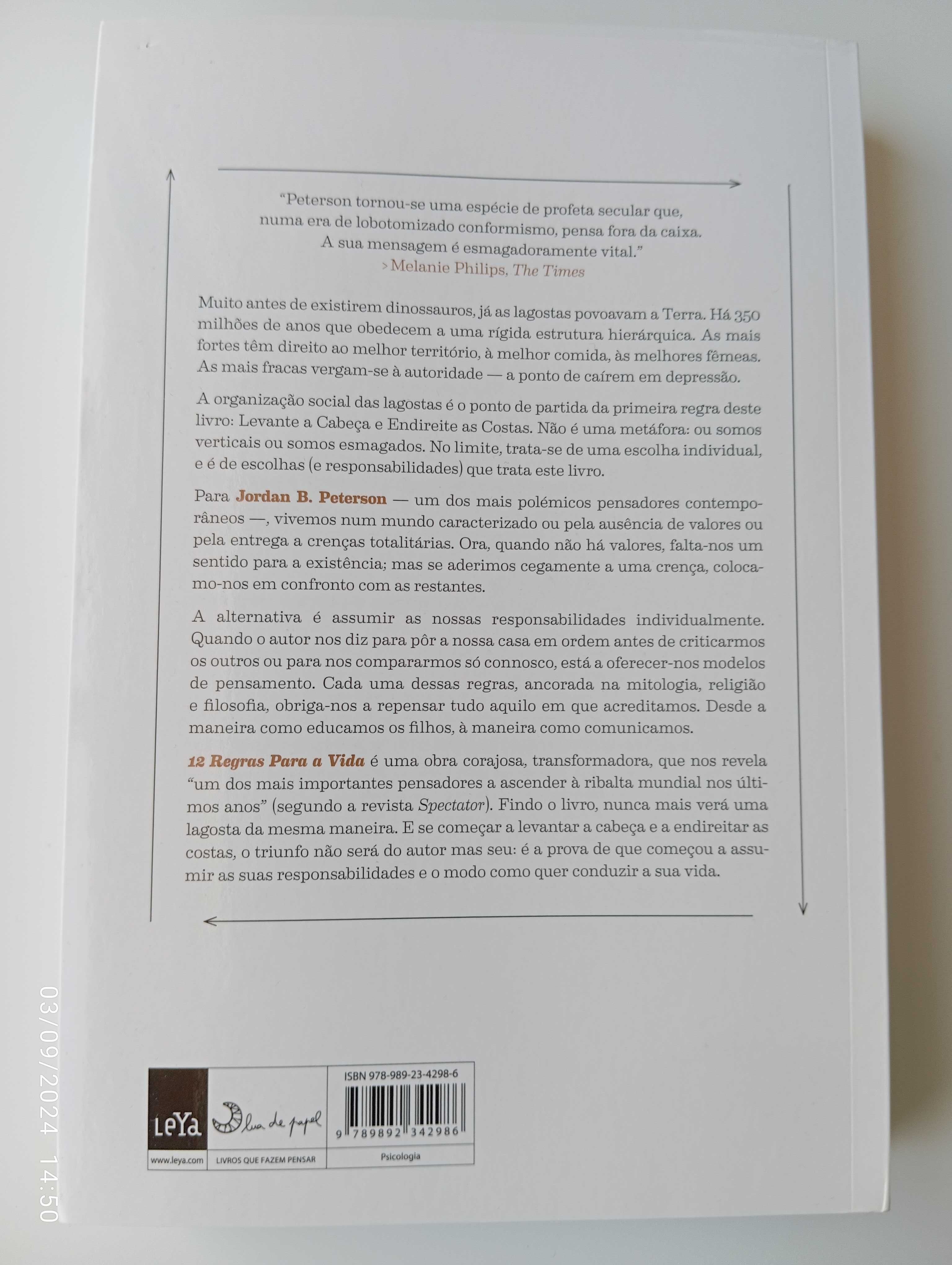 Livro "12 Regras para a Vida" (Jordan Peterson)