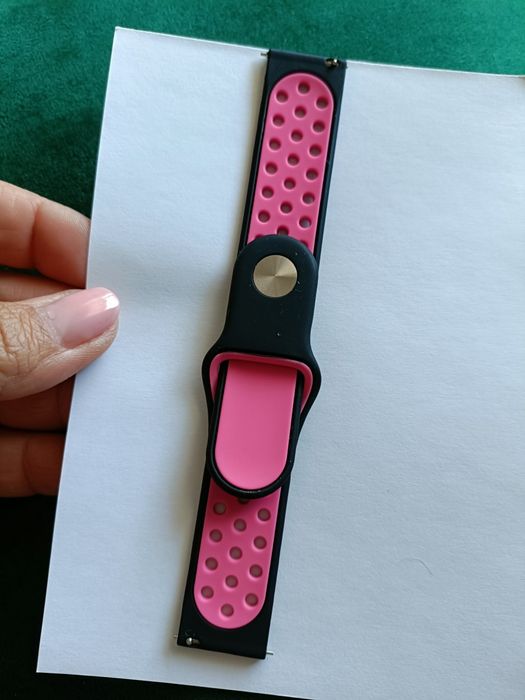 Pasek silikonowy do zegarka 20 mm fuksja czarny miękki teleskopy