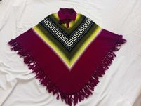 Oryginalne Poncho vintage lata 1970 fiolet z kolorami
