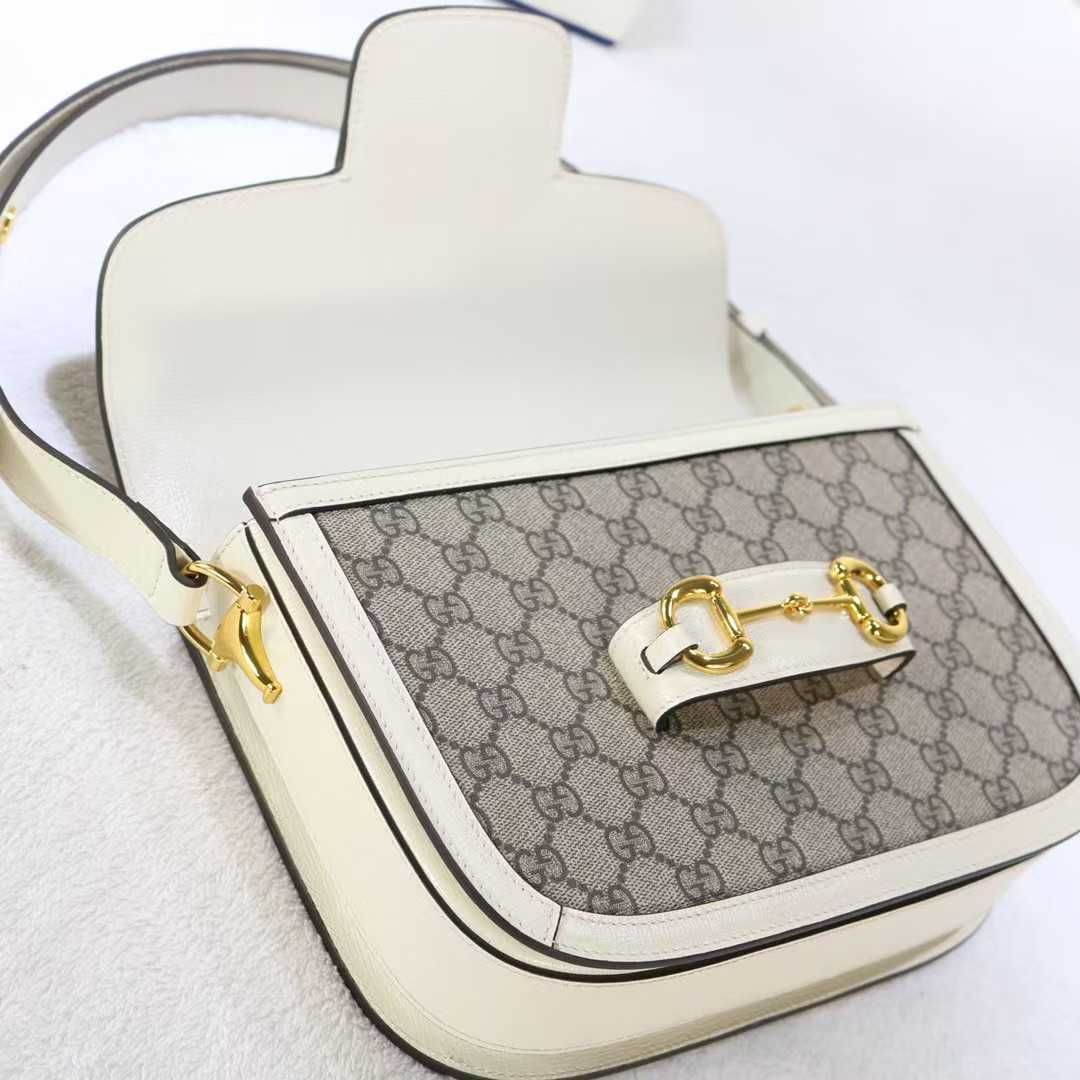 Gucci Horsebit 1955 Mini BagBeige/White