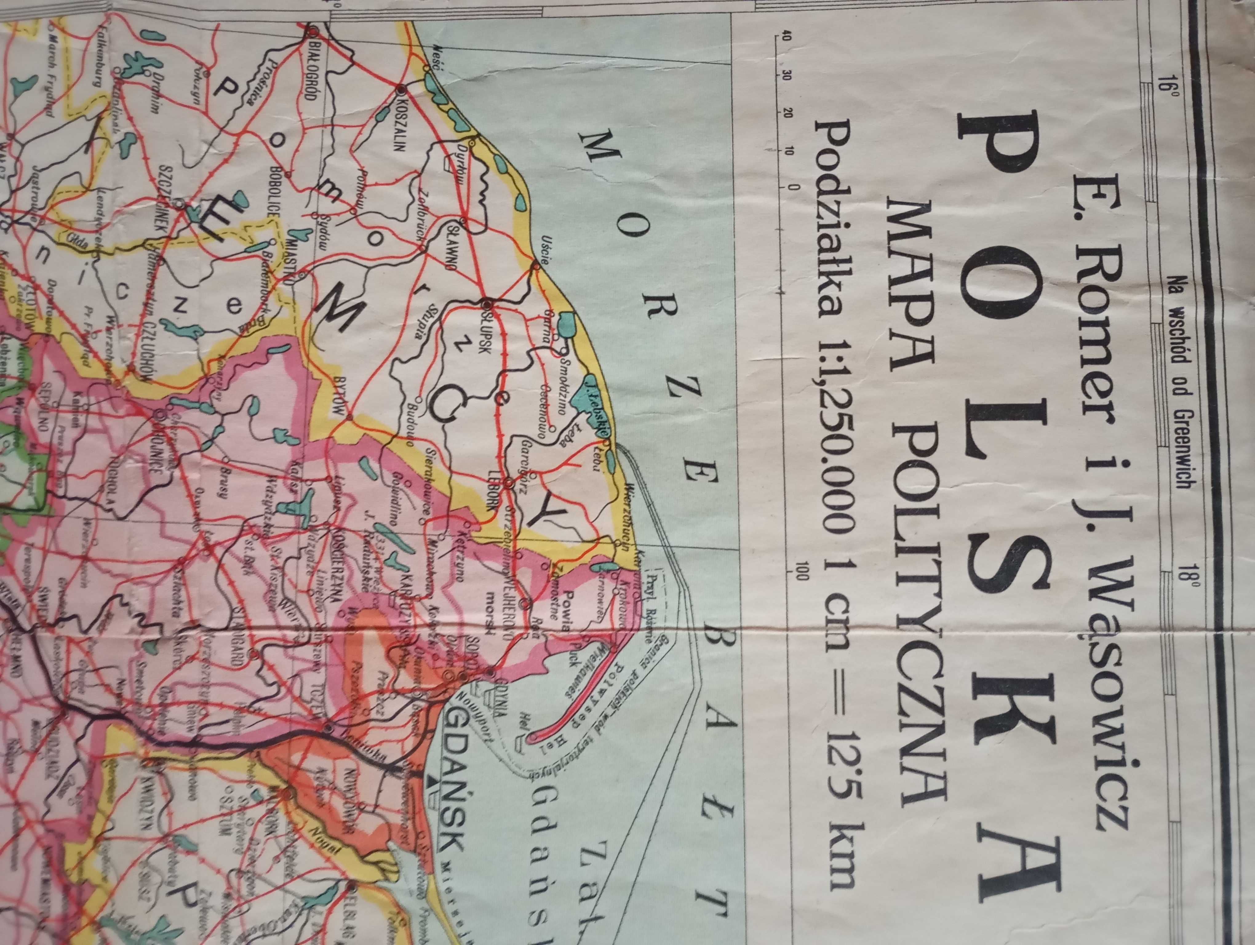 Mapa Polski z przed 1939 roku
