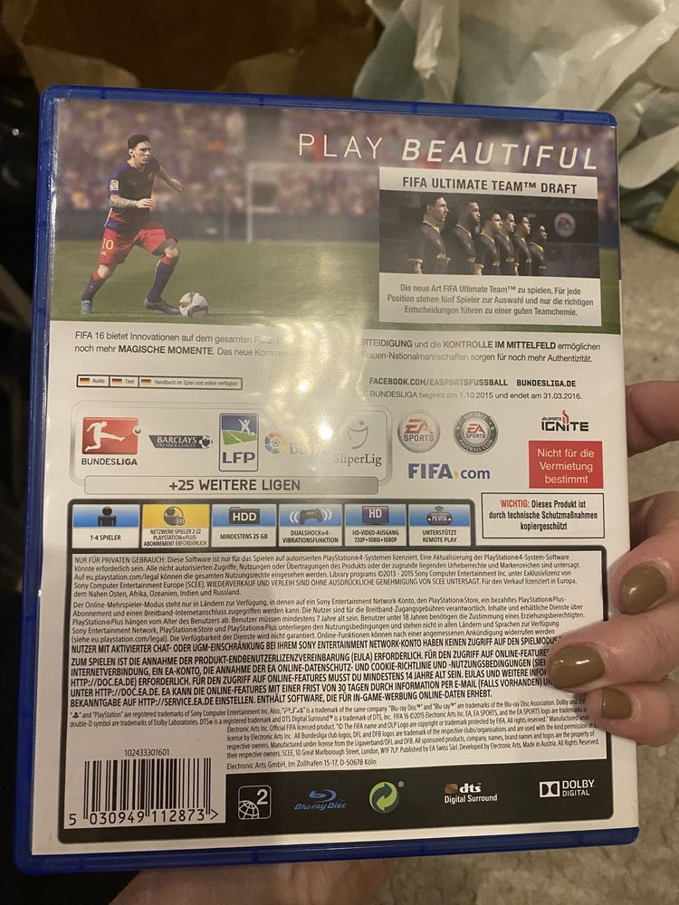 Диск для PS4 Fifa 16 футбол