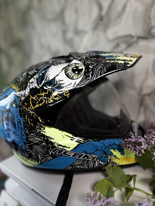продам мотошолом шлем (МОТАРД) NENKI MX-310 BRIGHT BLACK YELLOW