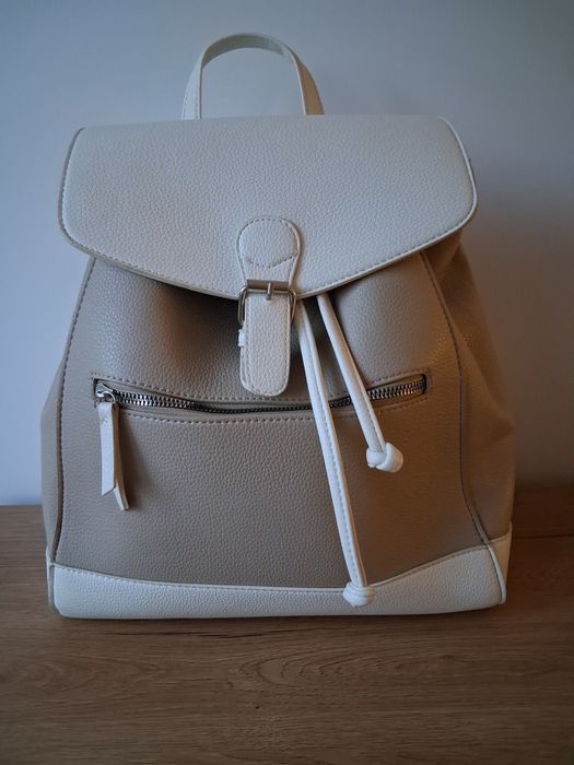 Plecak damski biało beżowy