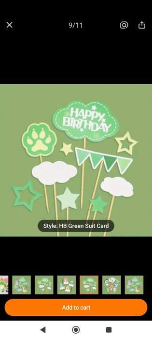 Topper na tort zielony  Dino 10 sztuk