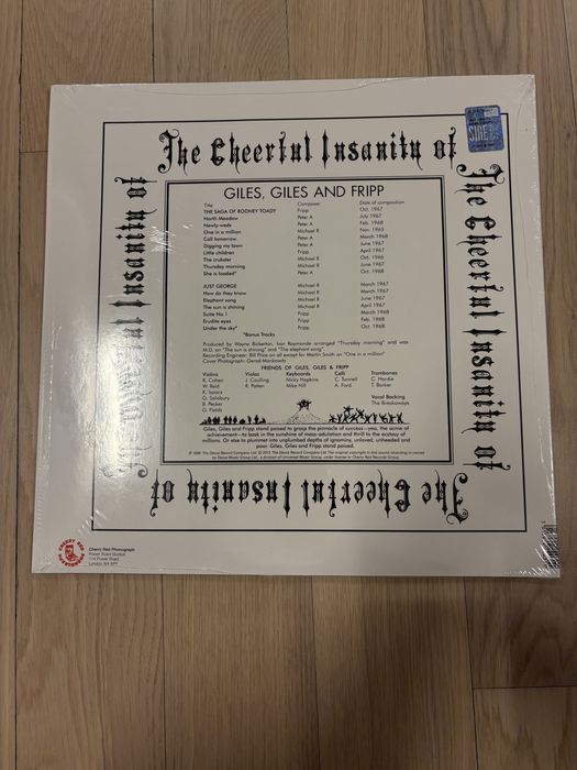 Cheerful Insanity of Giles Giles and Fripp LP King Crimson