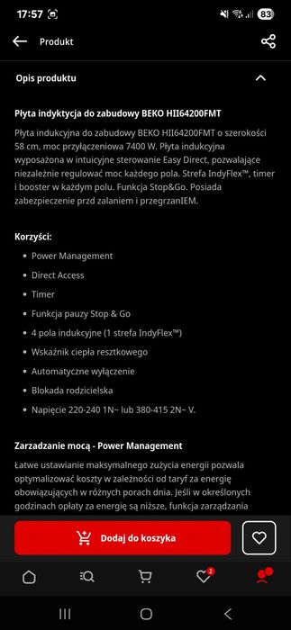 Płyta indukcyjna do zabudowy BEKO  HII64200FMT