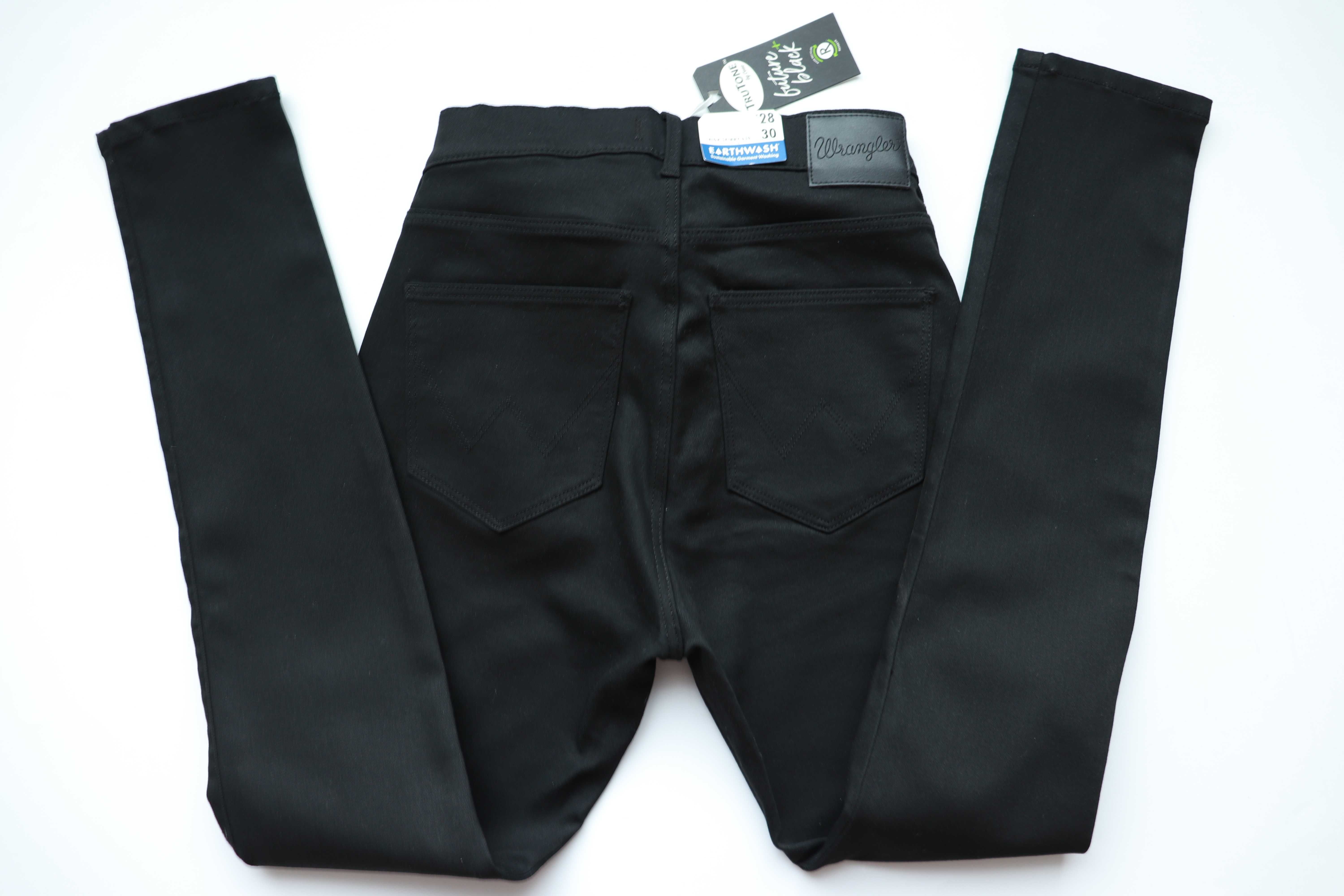 WRANGLER HIGH SKINNY 630 W28 L30 damskie spodnie jeansy nowe czarne