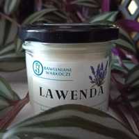 Naturalna świeca sojowa Lawenda Handmade Bawełniane Warkocze