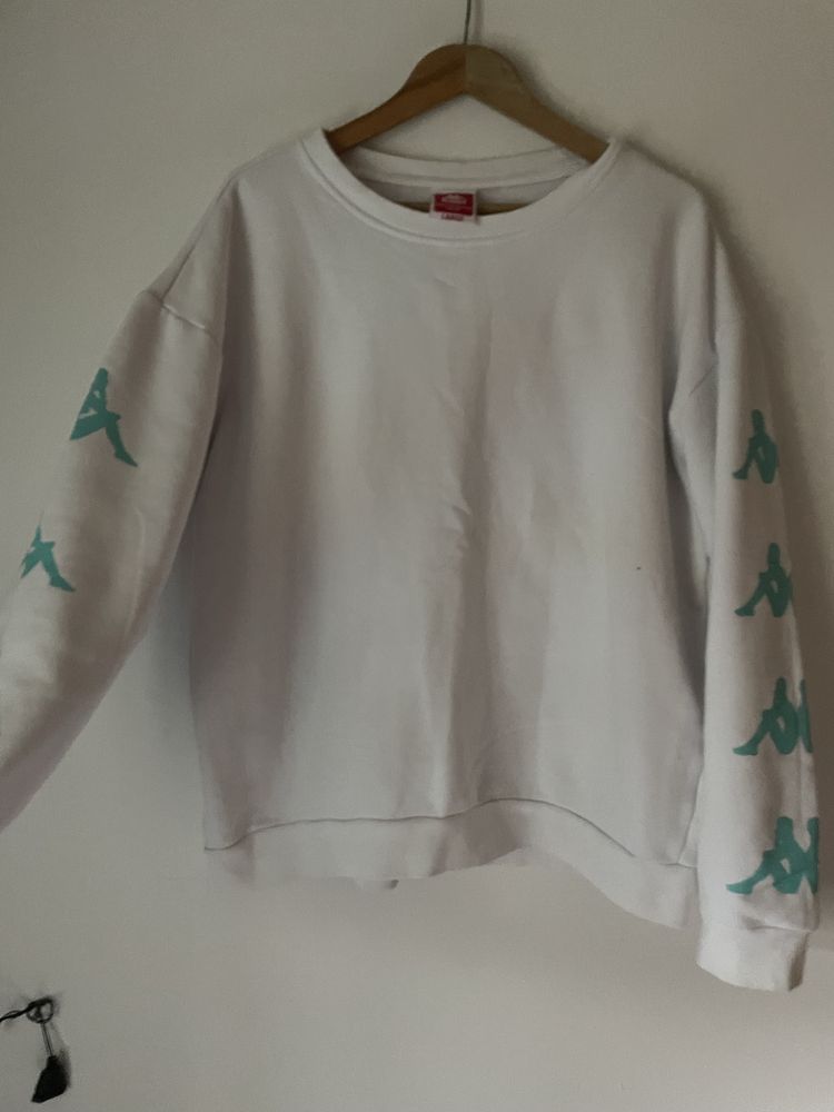 Biała bluza kappa y2k bluza crewneck kappa vintage boxy fit