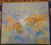 Картина Стегэреску Тудор "Золотые рыбки".  Холст, масло. 80х90
