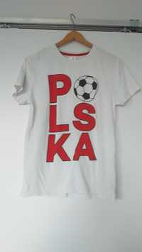 Biała koszulka z napisem POLSKA r. 158