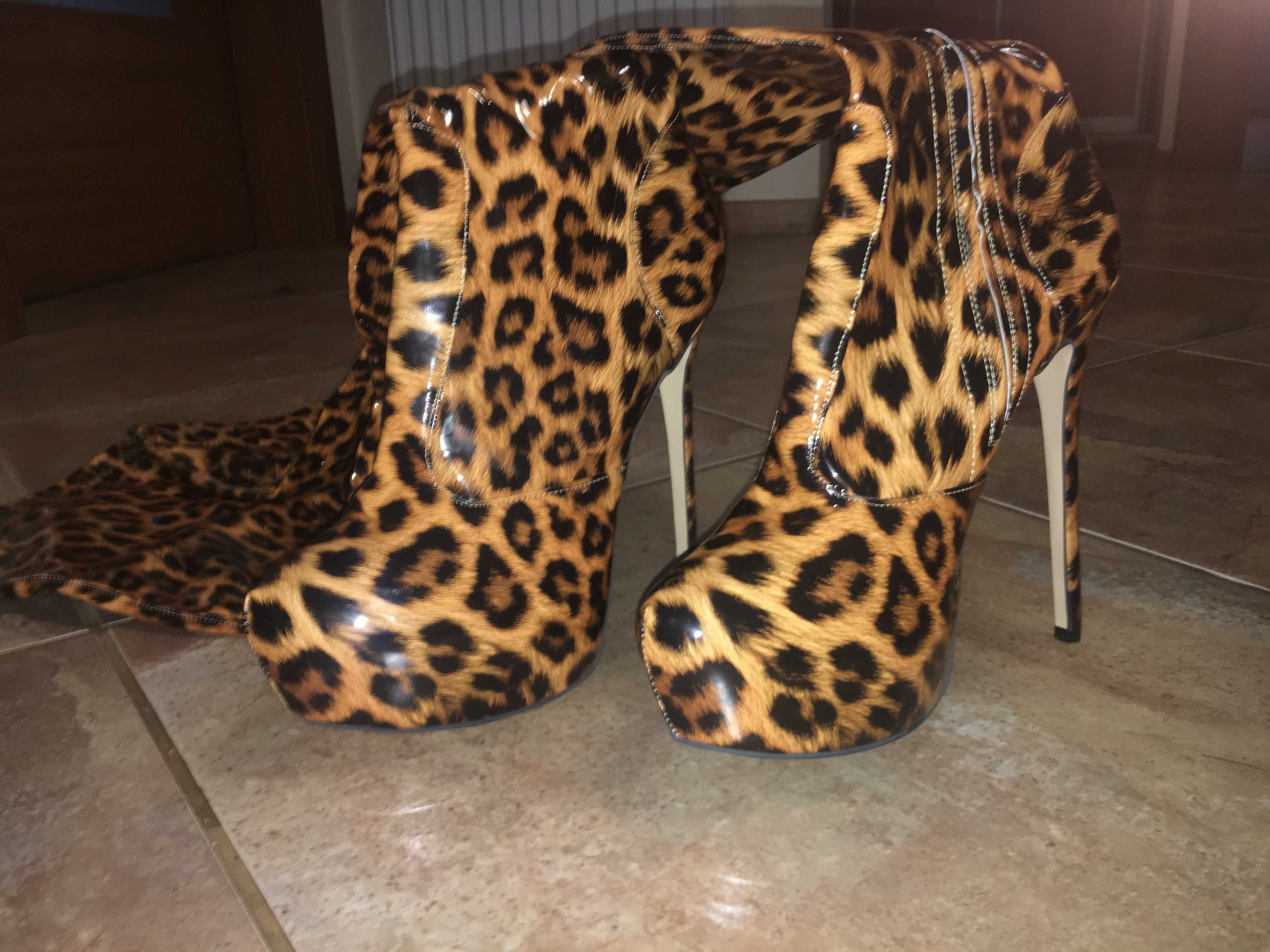 13/ OD RĘKI Nowe buty pantera kozaki kozaczki 40 obcas 15 cm