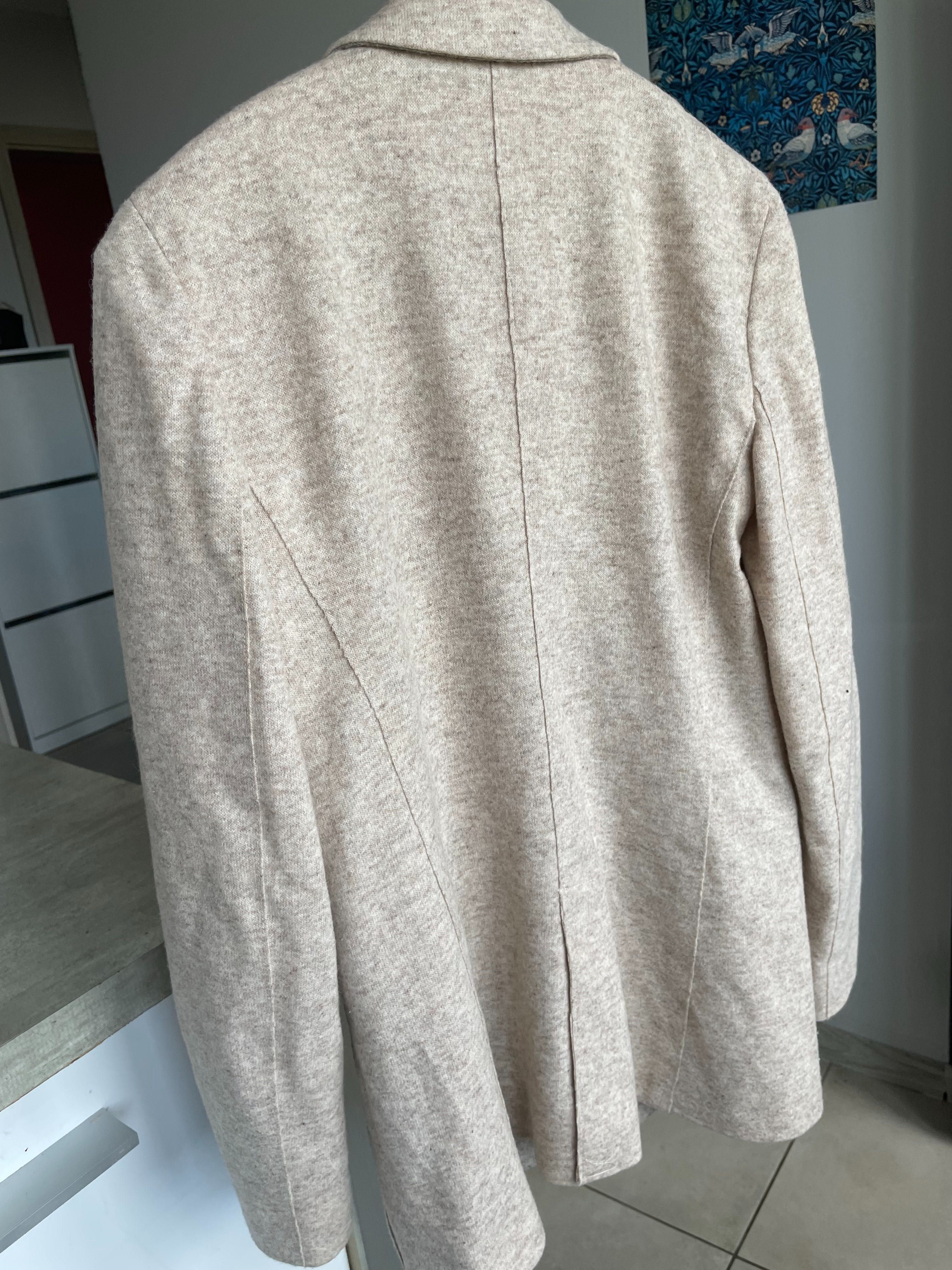 Massimo Dutti kremowa marynarka melanżowa minimalizm