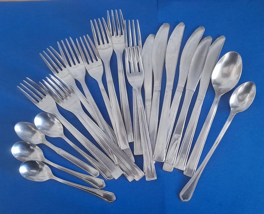 Retro, Vintage Sztućce Inox Italy_22 sztuki_PRL, Sygnowane