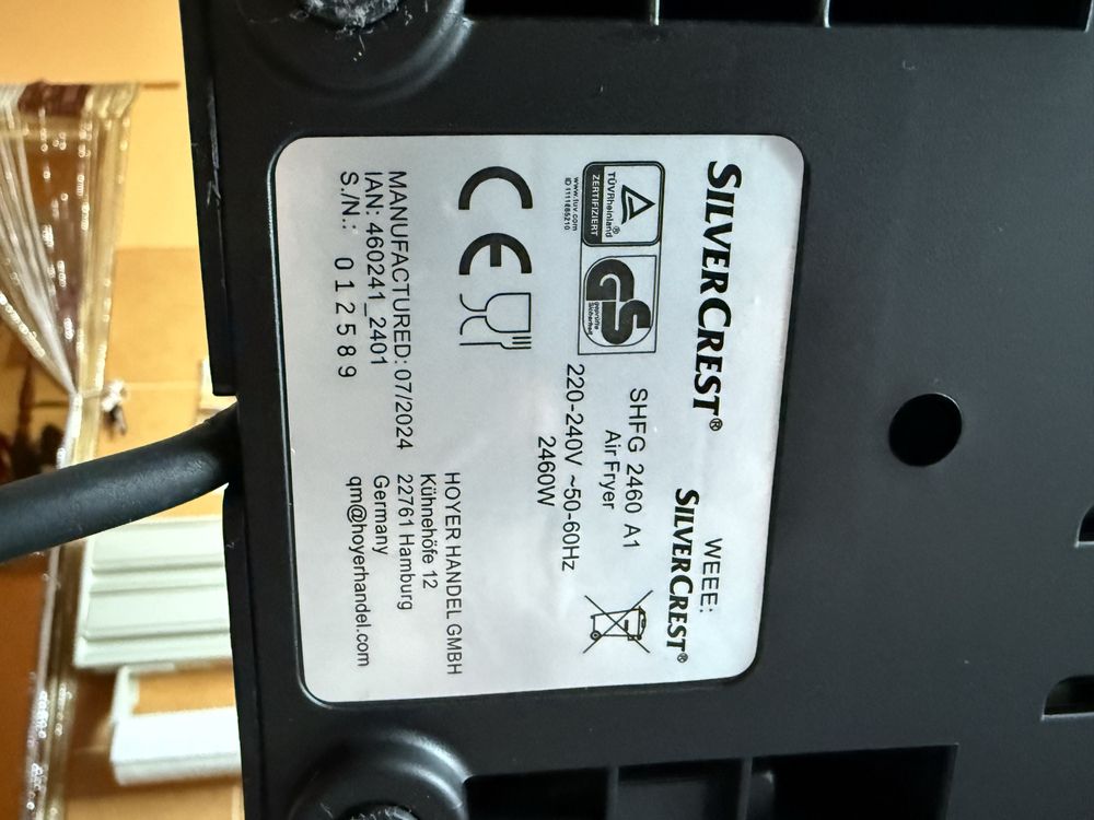Frytkownica beztłuszczowa Grill Silvercrest SHFG 2460 /jak nowa/