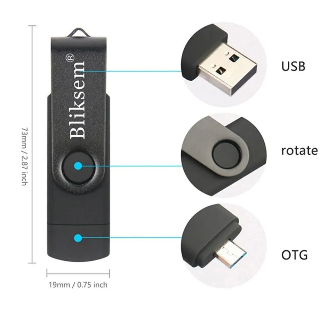 Флеш накопичувач-пам'ять 2в1 Bliksem Micro USB+USB2.0 OTG 64GB