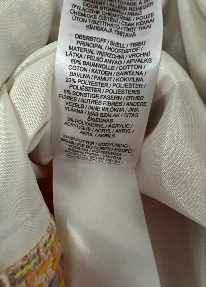 Marie Lund pastelowy kolorowy żakiet marynarka perłowe guziki r S 36