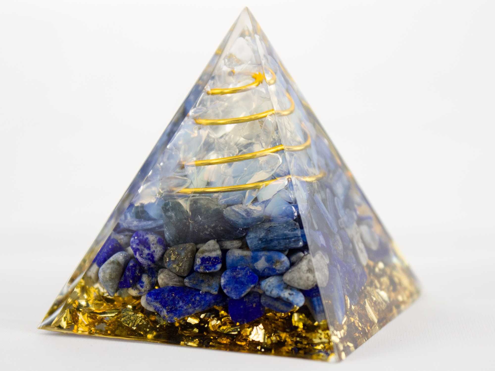Piękna Piramidka Orgonit Sodalit Lazuryt Opal Klucz Harmonia 5 cm